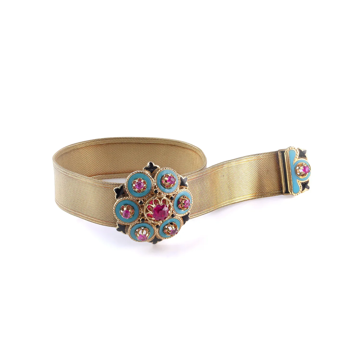 MOZERIS-FINE-ANTIQUES-ANTIQUE-22KT-GOLD-RUBY-AND-ENAMEL-BELT-BRACELET3.webp
