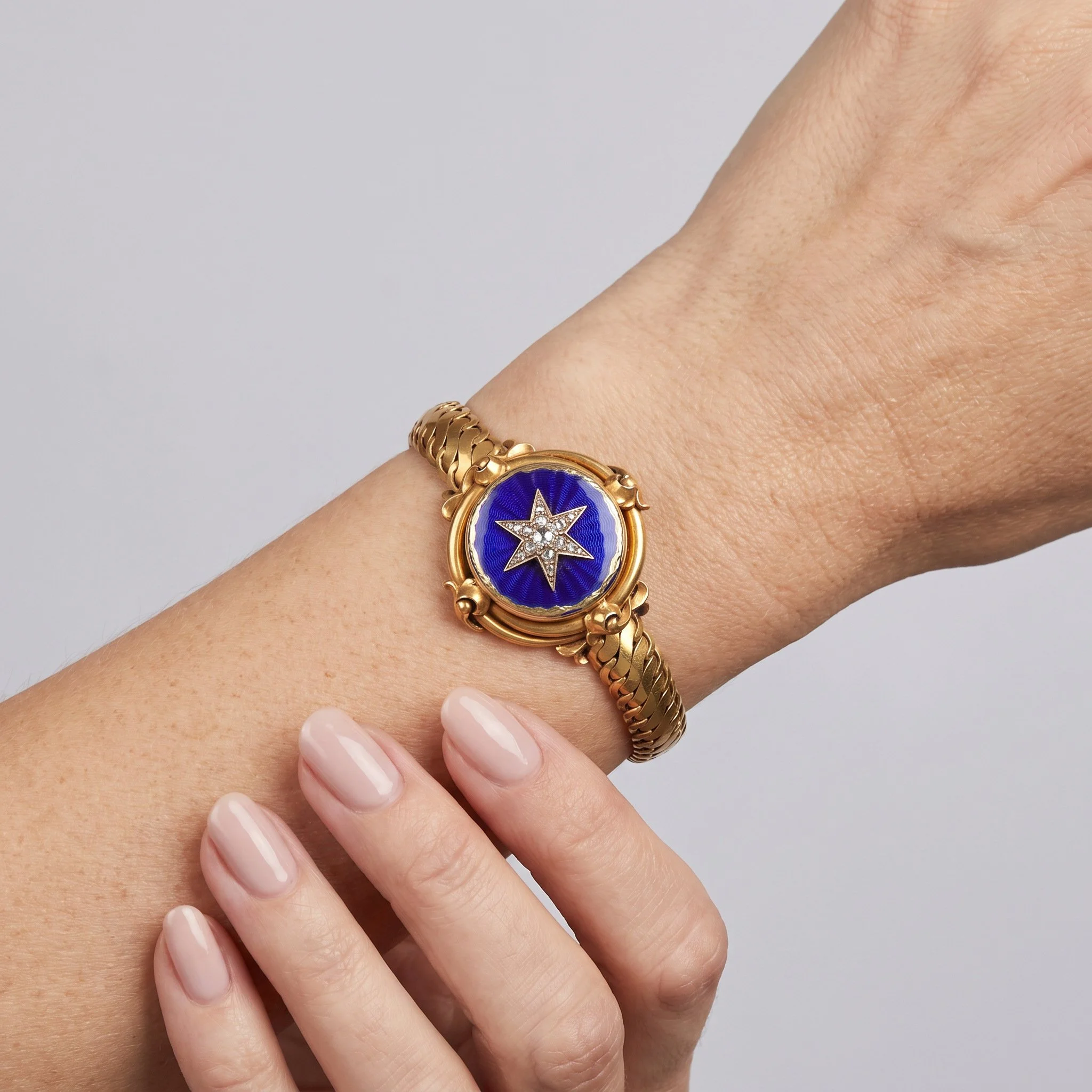 Victorian-Gold-Blue-Enamel-Diamond-Star-Bracelet-99-worn-Mozeris-Fine-Antiques.jpg