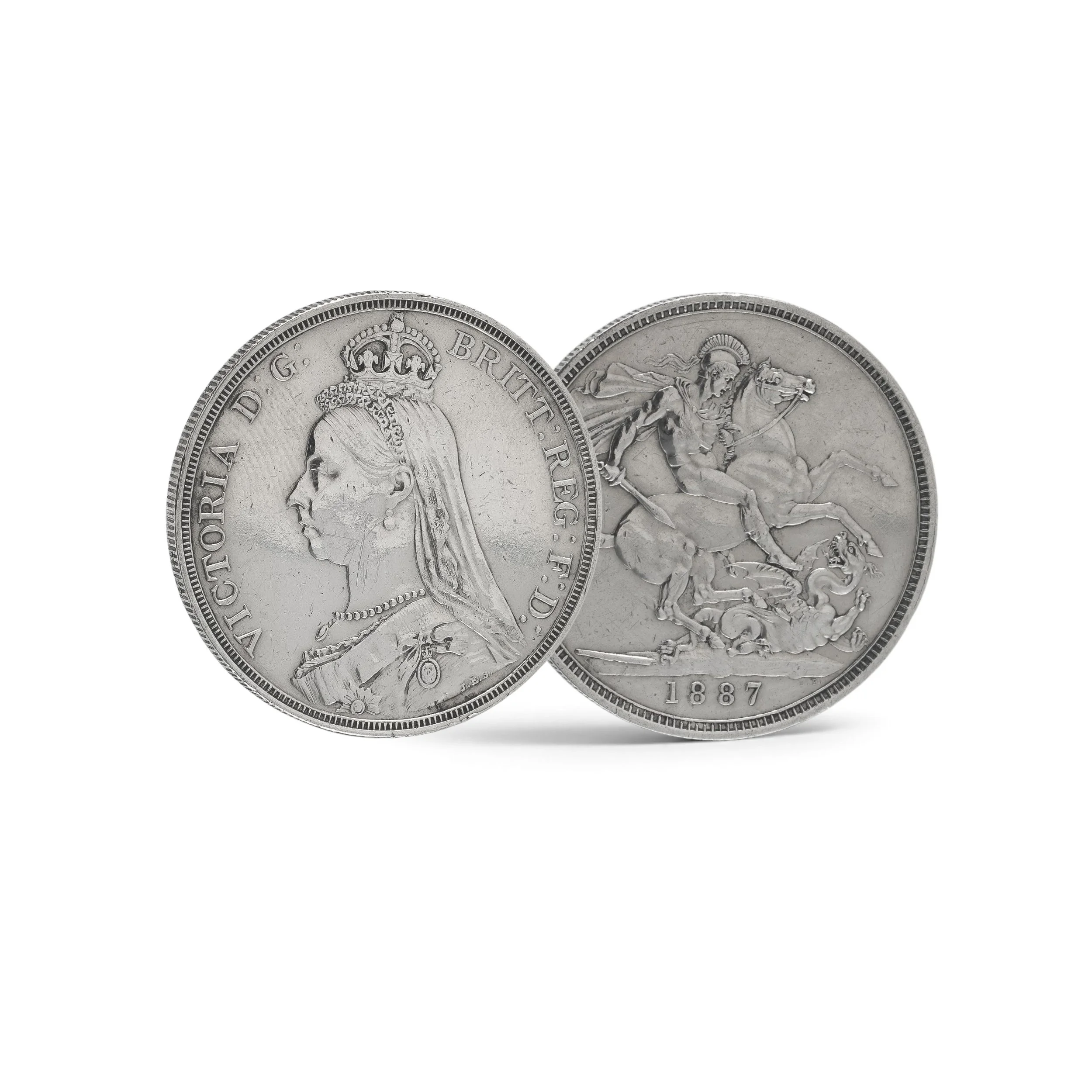 Queen Victoria Jubilee Head Silver Crown 1887, First Year British Sterling Silver Coin