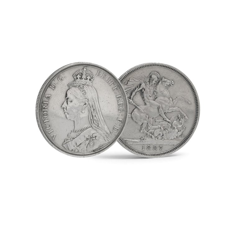 Queen Victoria Jubilee Head Silver Crown 1887, First Year British Sterling Silver Coin