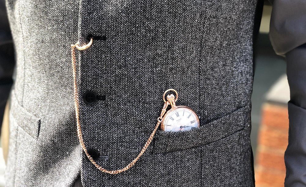 Rose Gold Pocket Watch with Albert Chain showing detailed Victorian craftsmanship
