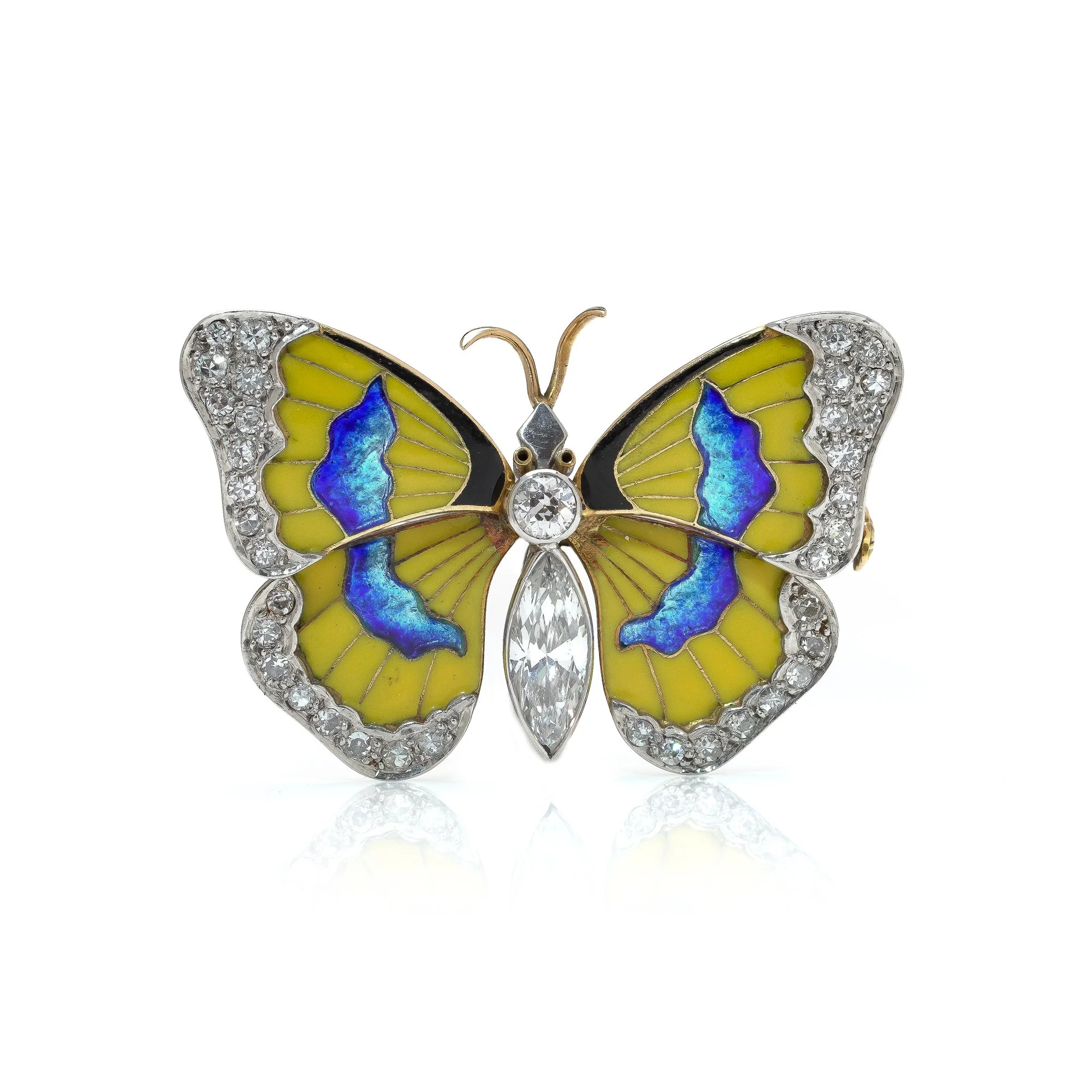 Early 20th Century Diamond and Enamel Butterfly Brooch