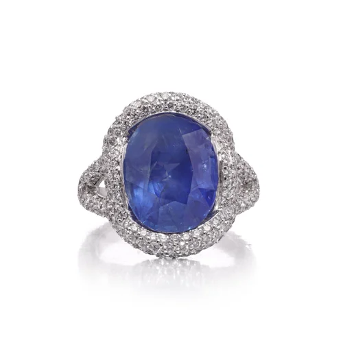 Mauboussin 18KT Gold Ring with 8.56 ct. Unheated Burma Sapphire & Diamonds