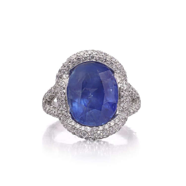 Mauboussin 18KT Gold Ring with 8.56 ct. Unheated Burma Sapphire & Diamonds