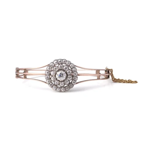 Antique Victorian Old Cut Diamond Bangle 9KT Gold 2.10ct
