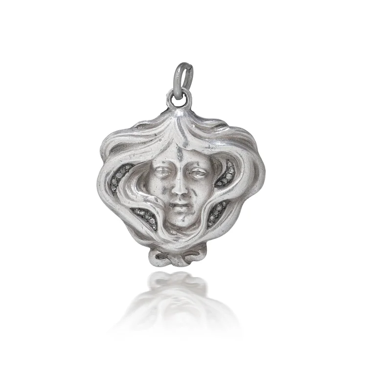 Russian Faberge Art Nouveau Silver Pendant