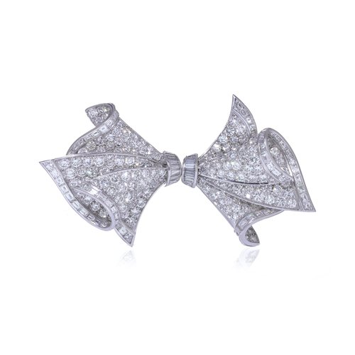 Adler 18KT White Gold Diamond Double Clip Brooch