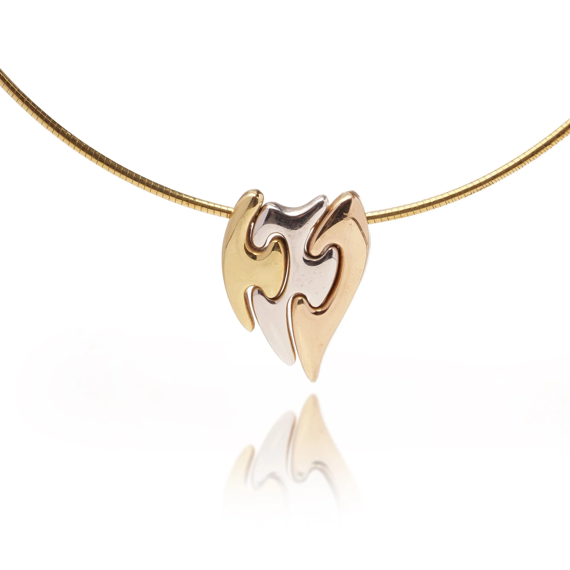 Georg Jensen Fusion 18kt Gold Tri-Colour Heart Pendant Necklace with Original Box