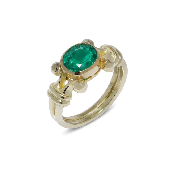 Theo Fennell 18KT Gold Ring with 1.50ct Oval-Cut Emerald
