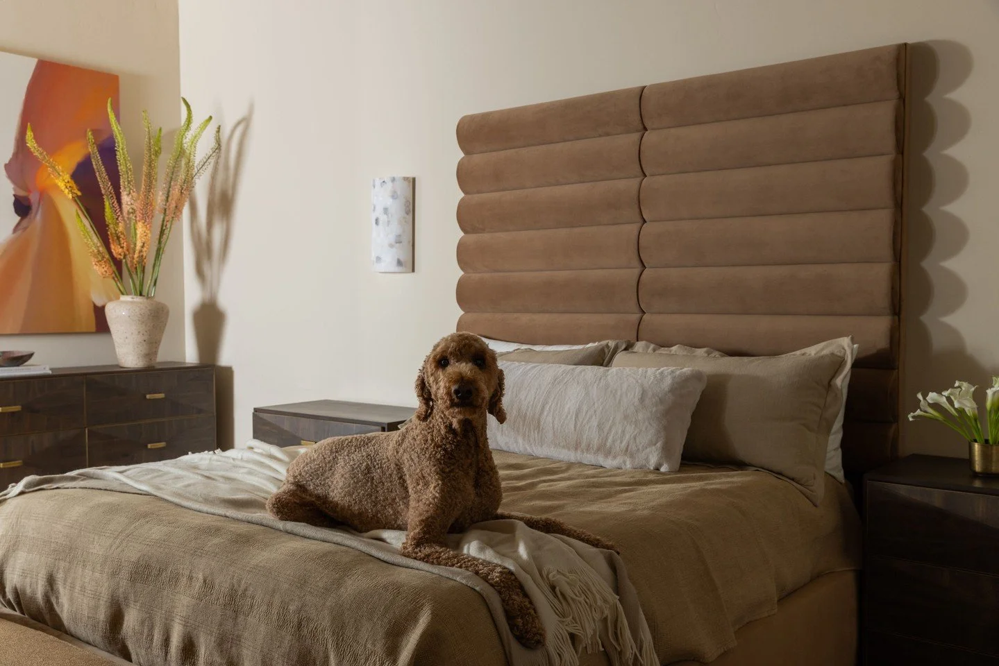 A throwback to one of our favorite pups, casually serving as the best finishing touch to this main bedroom remodel.

📸: @nicolediannephoto
Styling by: @emilyairoso