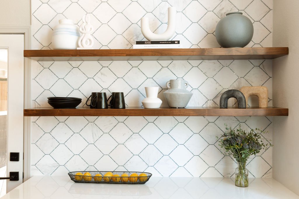 Floating wood shelves