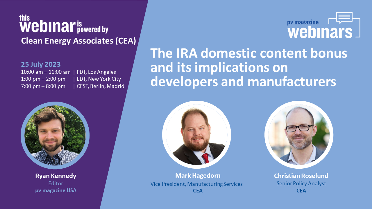 The IRA Domestic Content Bonus and its Implications on Developers and Manufacturers