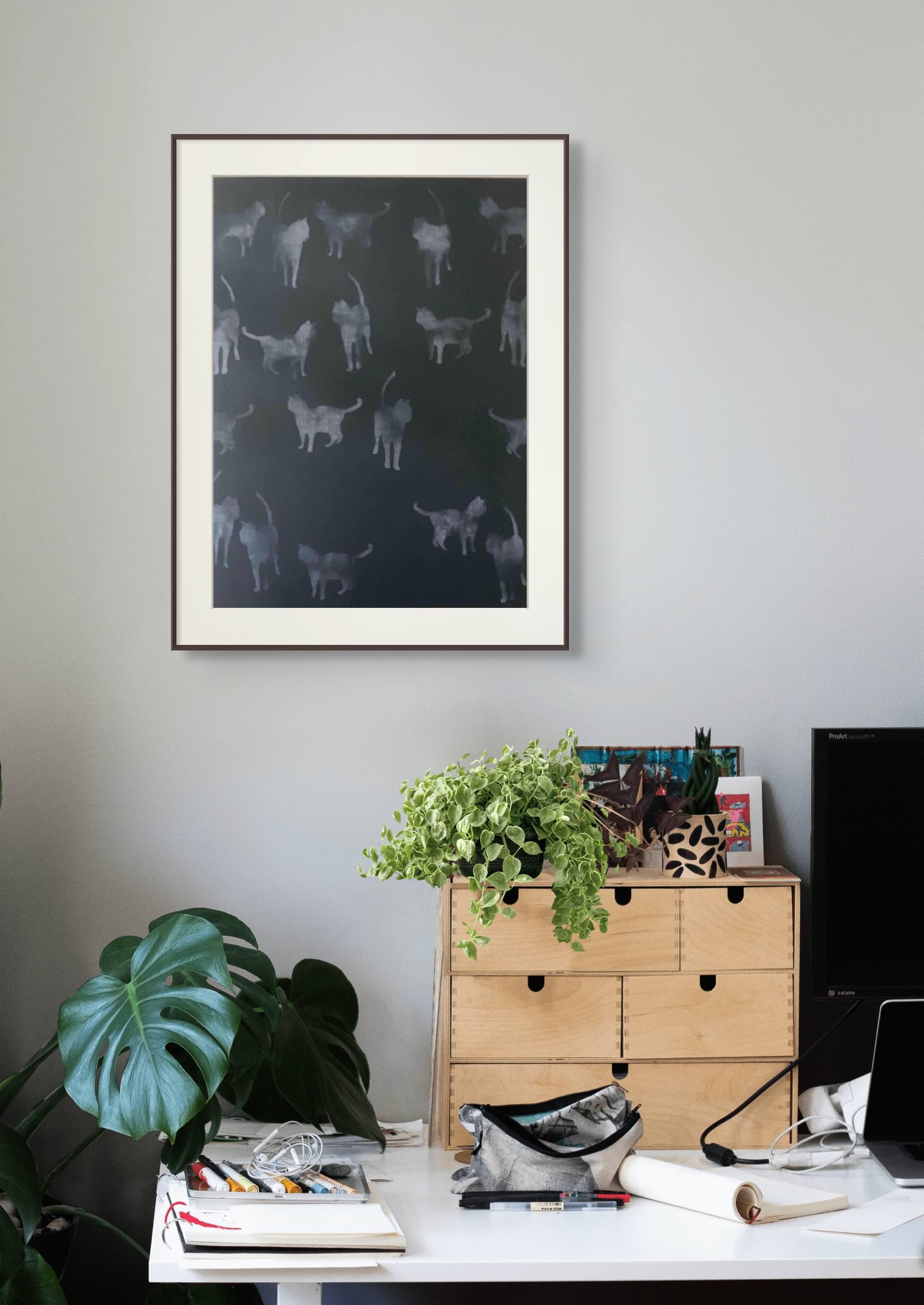 ‘Ghost Cats 3’ by Nicola Bouwer – Original oil painting from the Ghost series, 56x42cm.