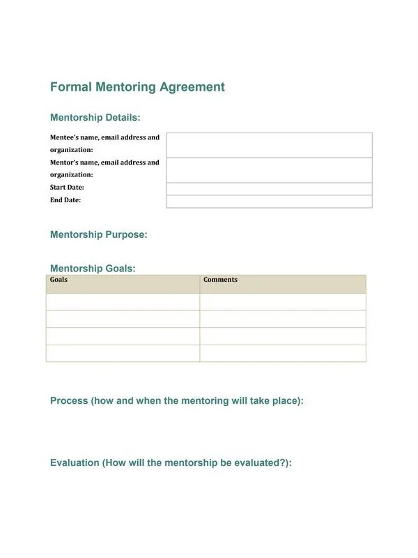 Formal Mentoring Agreement - Short Template