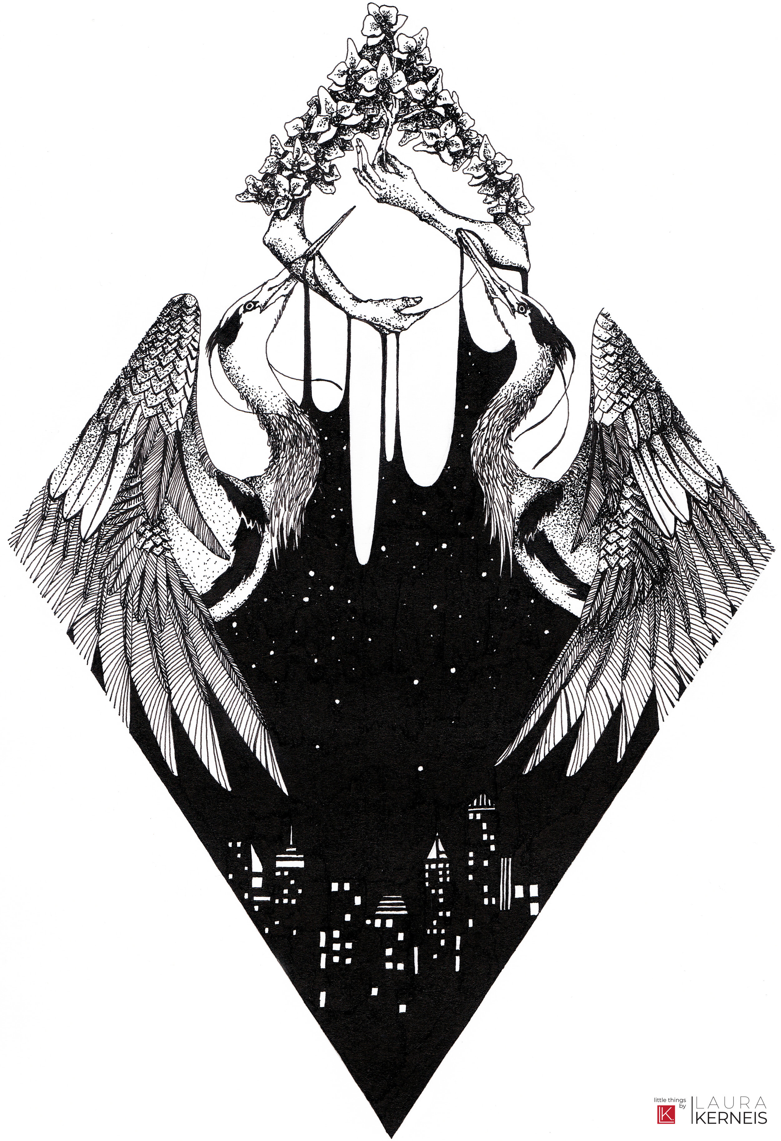 Artist: Laura Kerneis // IG: @laura.kerneis // FBMedium: Ink on paperPiece: “Perilously Here” -
