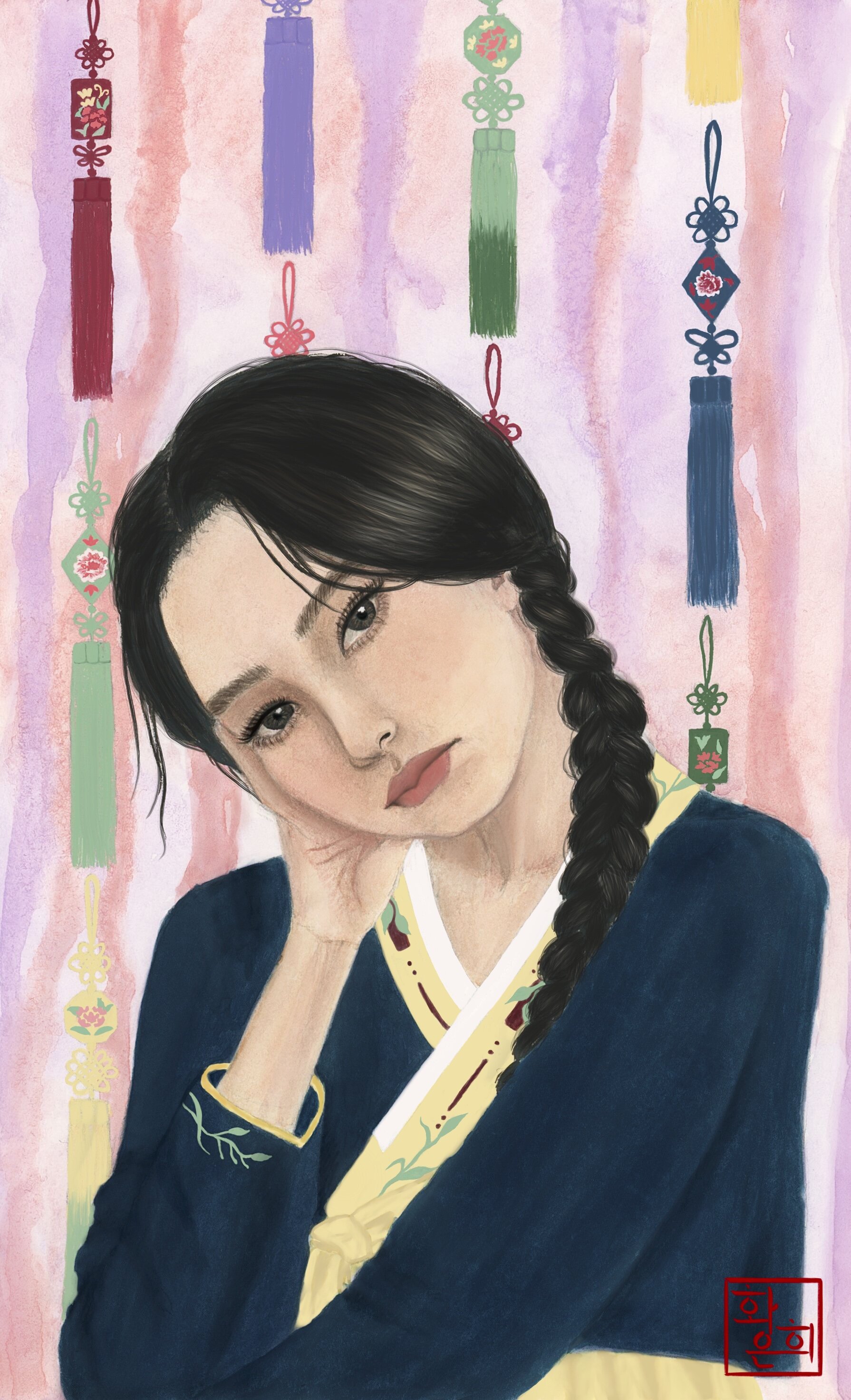 "Norigae" by Eloise Hwang // IG: @elohwangart Medium: gouache on paper, color corrected in Procreate