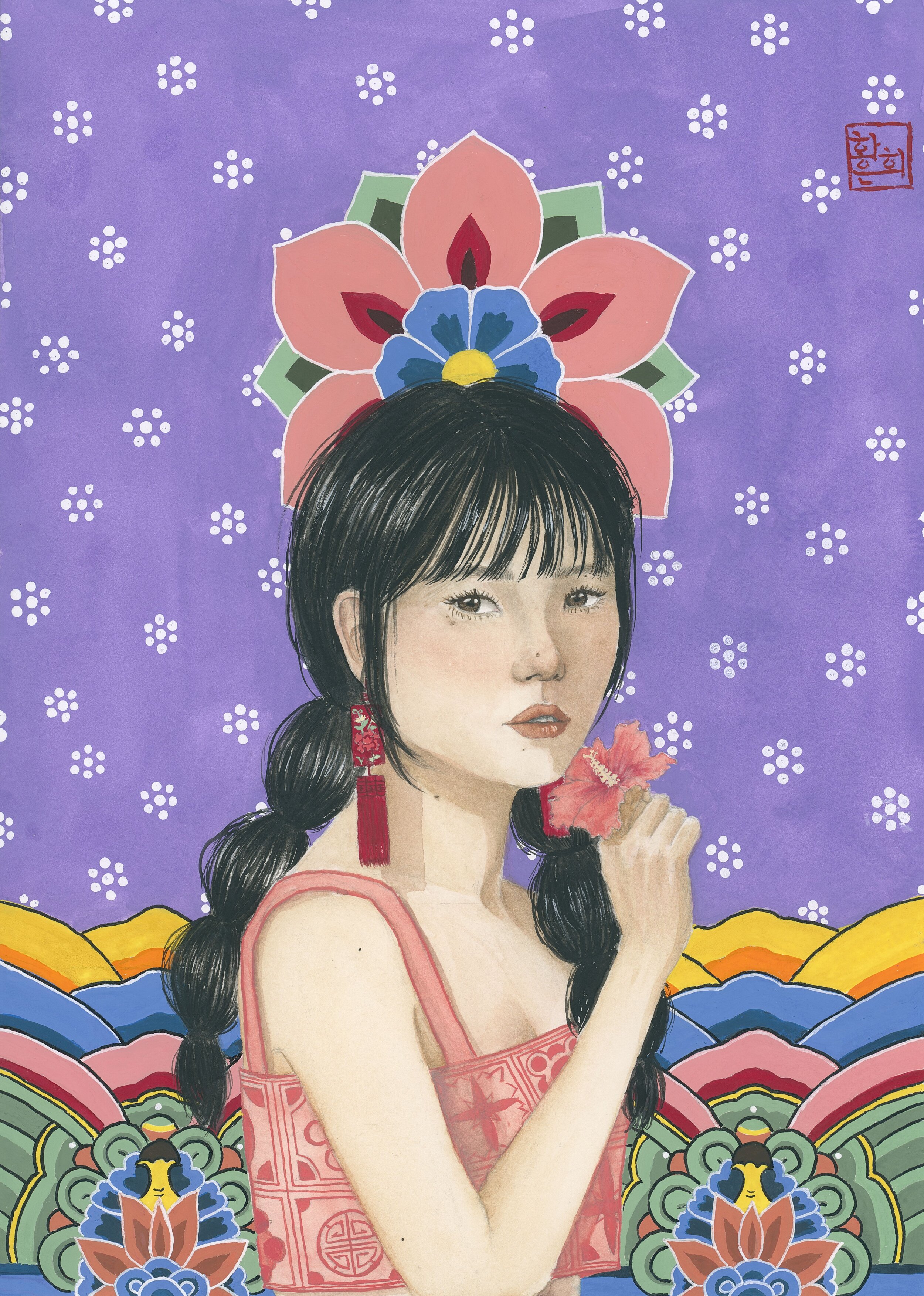 “Korean Rose” by Eloise Hwang // IG: @elohwangart &amp; TikTok: @elohwangg Medium: gouache on cold pressed watercolor paper
