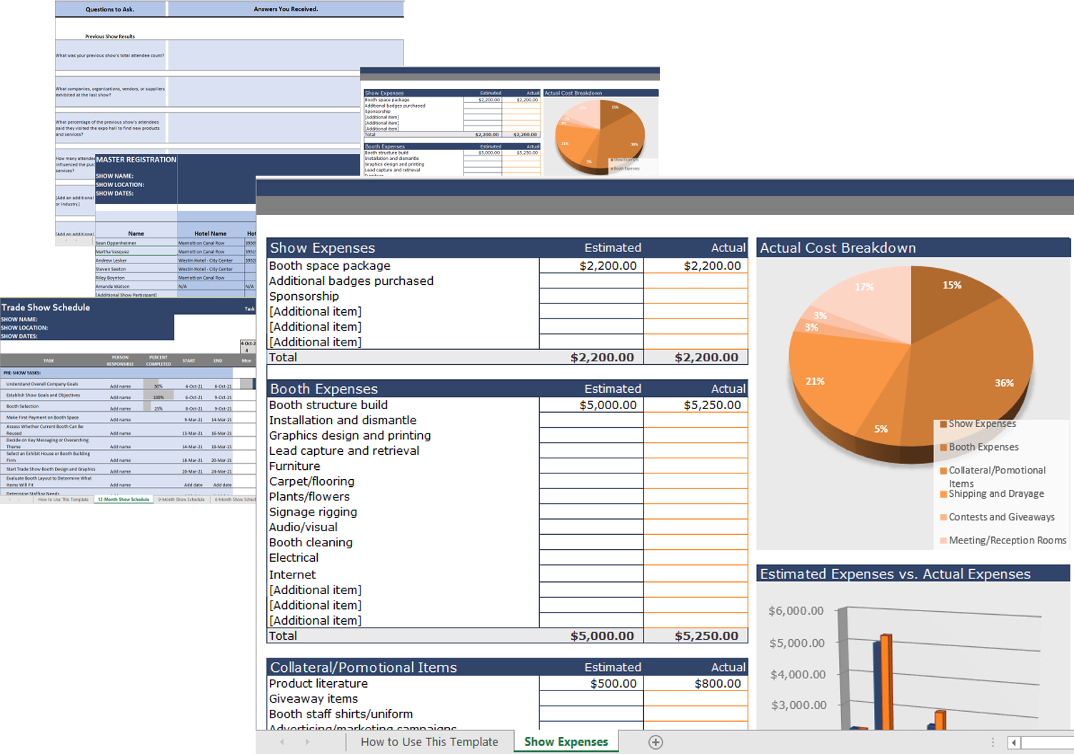 Screenshot of trade show budgeting spreadsheet that can be downloaded.