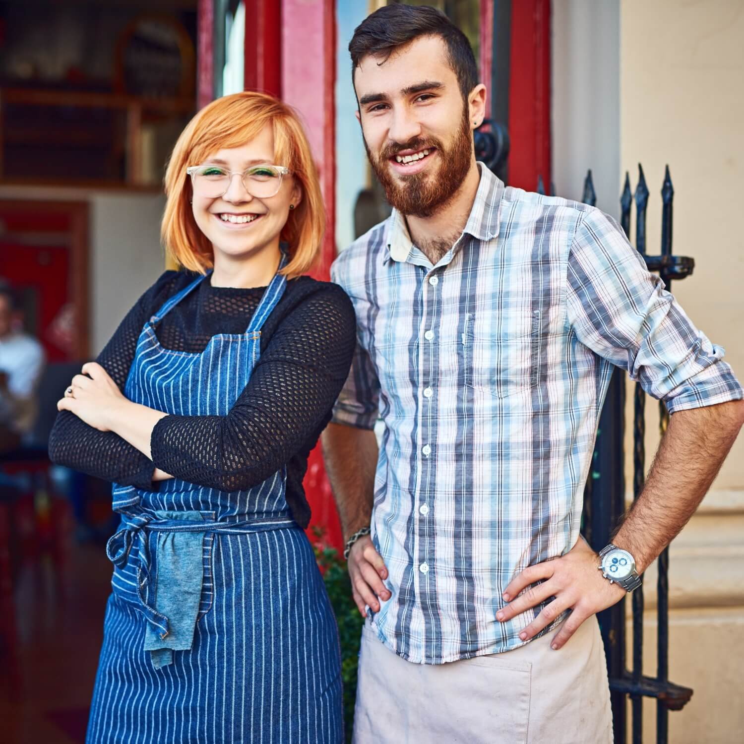 Man and woman small business owners are entrepreneurs.