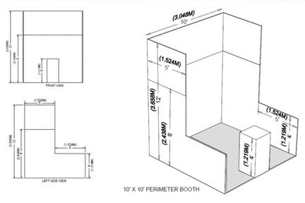 Line drawing of an expo or conference's perimeter booth to show layout and size. Sourced from Las Vegas Expo.