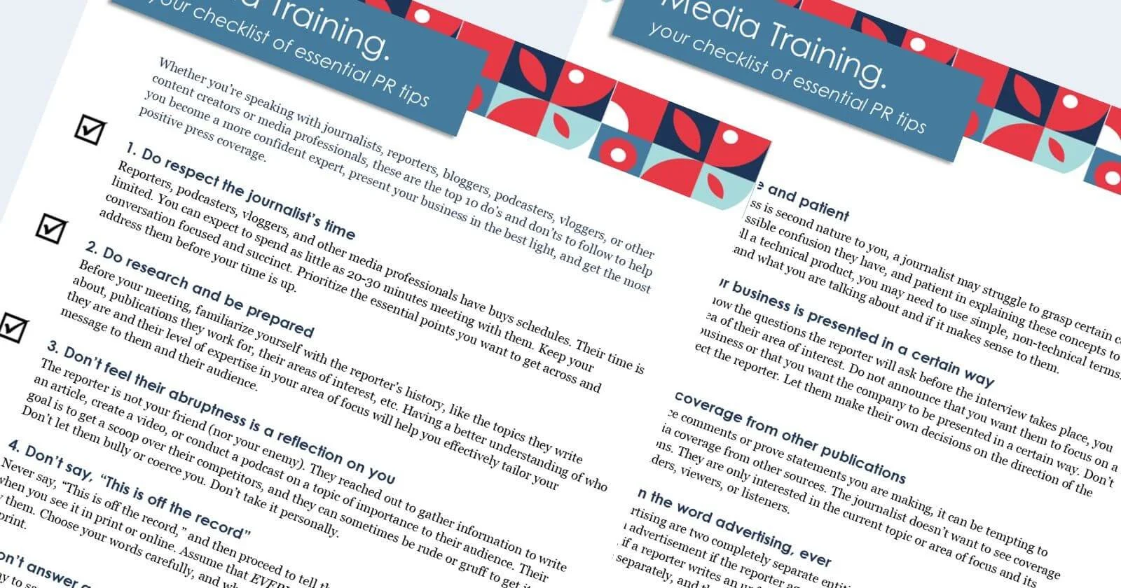 Media Training PR Tips Checklist