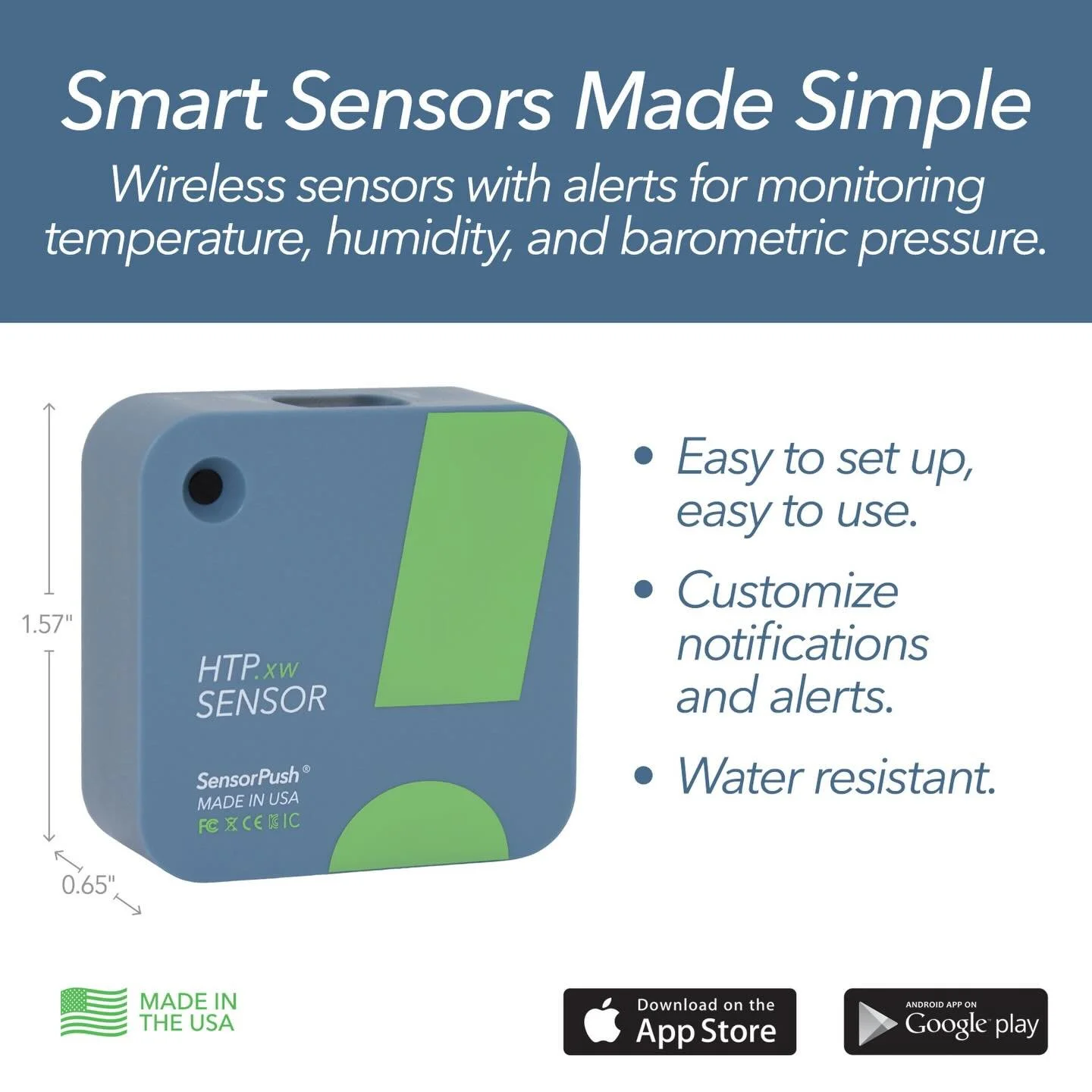 Sensor spotlight 🔦
***
The SensorPush HTP.xw Extreme Accuracy Water-Resistant Temperature / Humidity / Barometric Pressure Smart Sensor pairs effortlessly with our mobile&nbsp;apps&nbsp;and the optional&nbsp;SensorPush G1 WiFi Gateway&nbsp;to provid