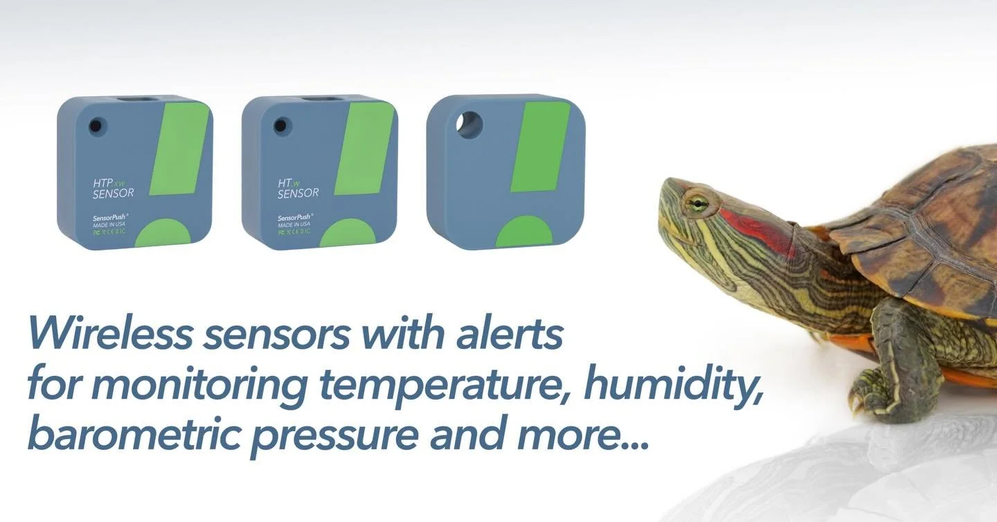 Cold-blooded pets reply on you to keep them safe and healthy at the proper temperature and humidity.
🐢
Once you have determined the correct temperature and humidity ranges for your exotic pet, you are ready for SensorPush!  Our compact wireless ther
