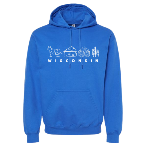 Wisconsin Symbols Adult Softstyle Midweight Hooded Sweatshirt