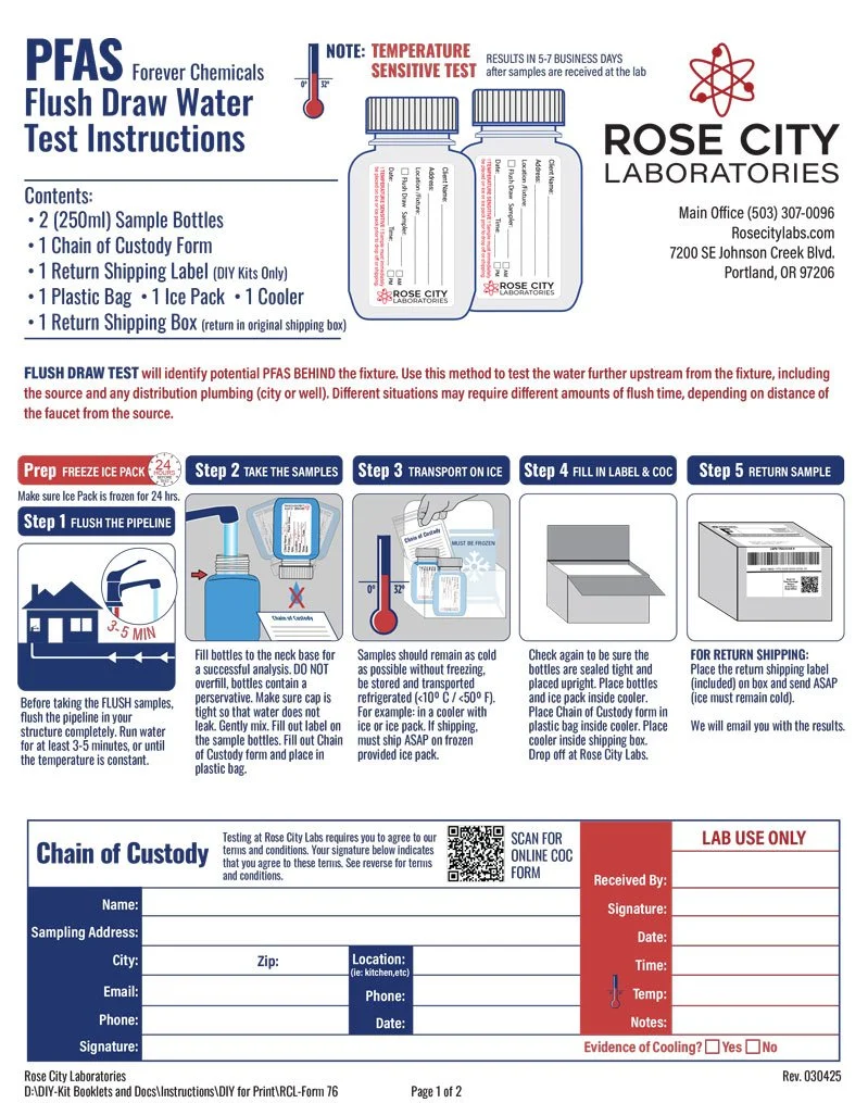 PFAS DIY TEST KIT Easy to follow instructions. Temperature Sensitive Test