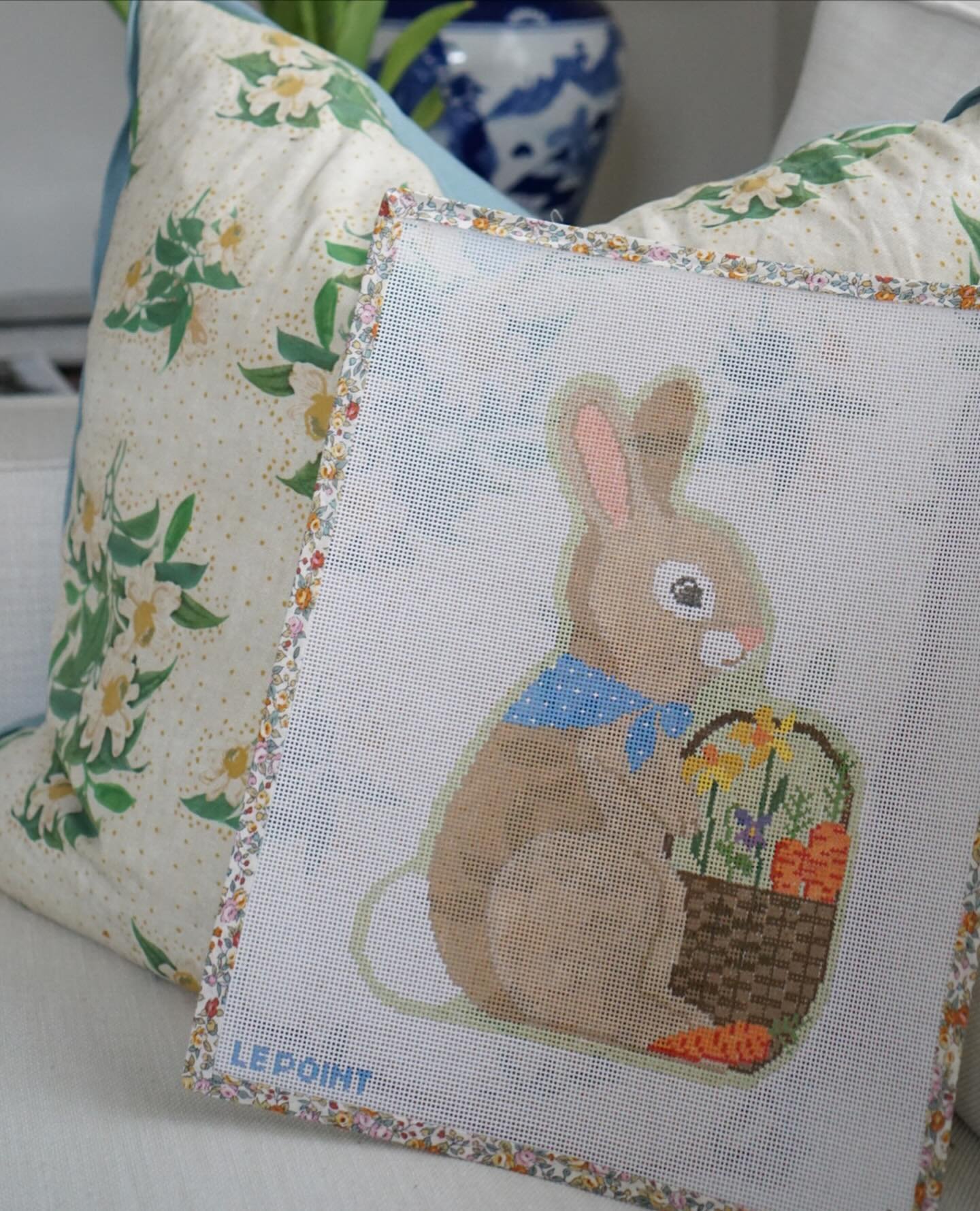 Exciting news - Our new 🥕 Garden Bunny 🥕canvas is launching today at 5pm CST! This design is 11 x 8 on 13 mesh, and I designed it with the intent to finish it as a figural pillow, but it would make a darling stand up as well.