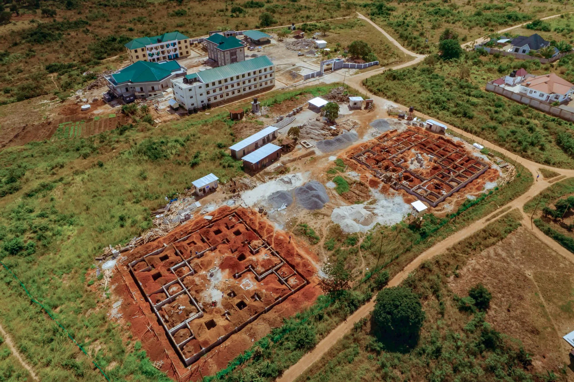 Foundations being poured for the two new dormitories.