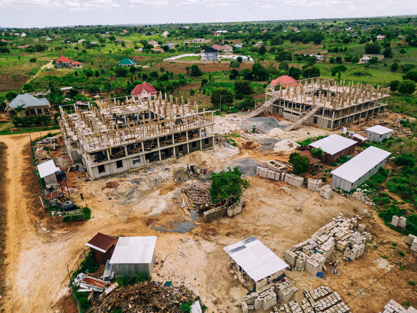 The two dormitories have been going up simultaneously in all phases.
