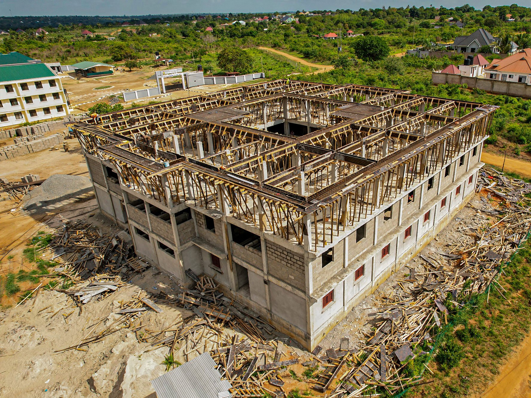 Preparing for the roof installation.