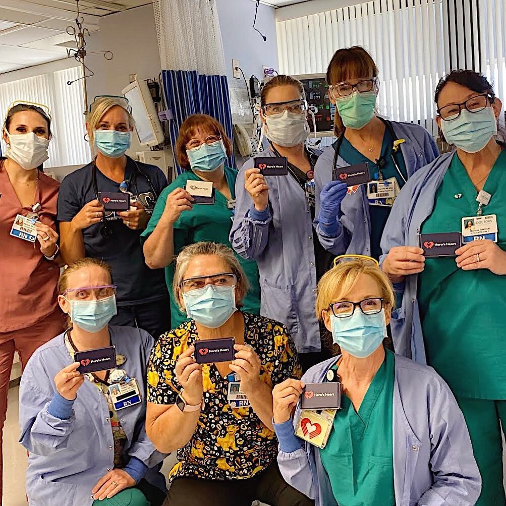 We love shining a light on awesome teams during these times 🤍 We are so grateful to honor 25 RNs at Doctors Medical Center in Modesto California. 

Picture 1 is the PACU Department and 2 is the POCU Department. 

Hero&rsquo;s Heart pins in special g