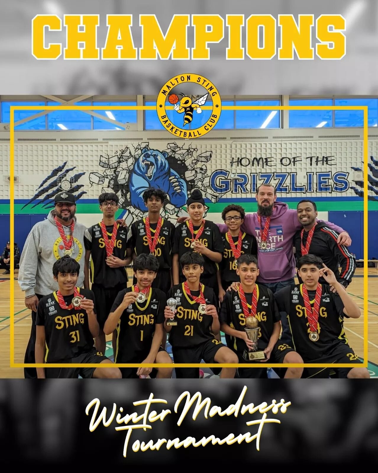 Our U14s took part in the Inter-City Saints Winter Madness Tournament over the weekend and stormed through the competition to bring home the trophy🔥🐝