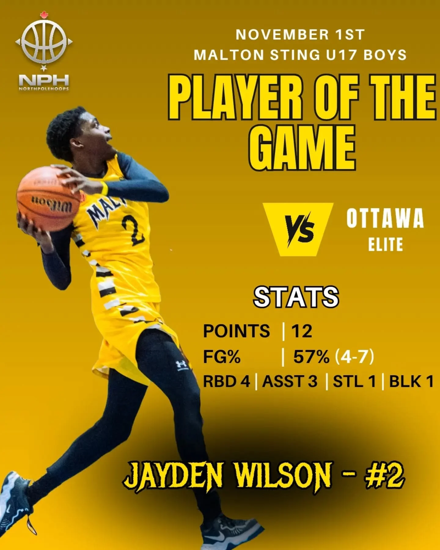 U17 PLAYER OF THE GAME (Week 1 Game 2) | Jayden Wilson (#2) &amp; Gurshan Dhaliwal (#7)

Jayden Wilson (#2) did it all &mdash; 12 PTS (57% FG), 4 REB, 3 AST, 1 STL, 1 BLK &mdash; a true all-around performance for the Sting slasher!

Sharing honors, G