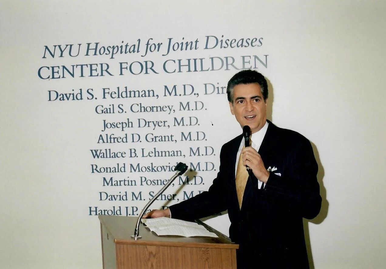 John Kastanis, CEO, speaks at the opening of the NYU Hospital for Joint Diseases Center for Children in 2002.