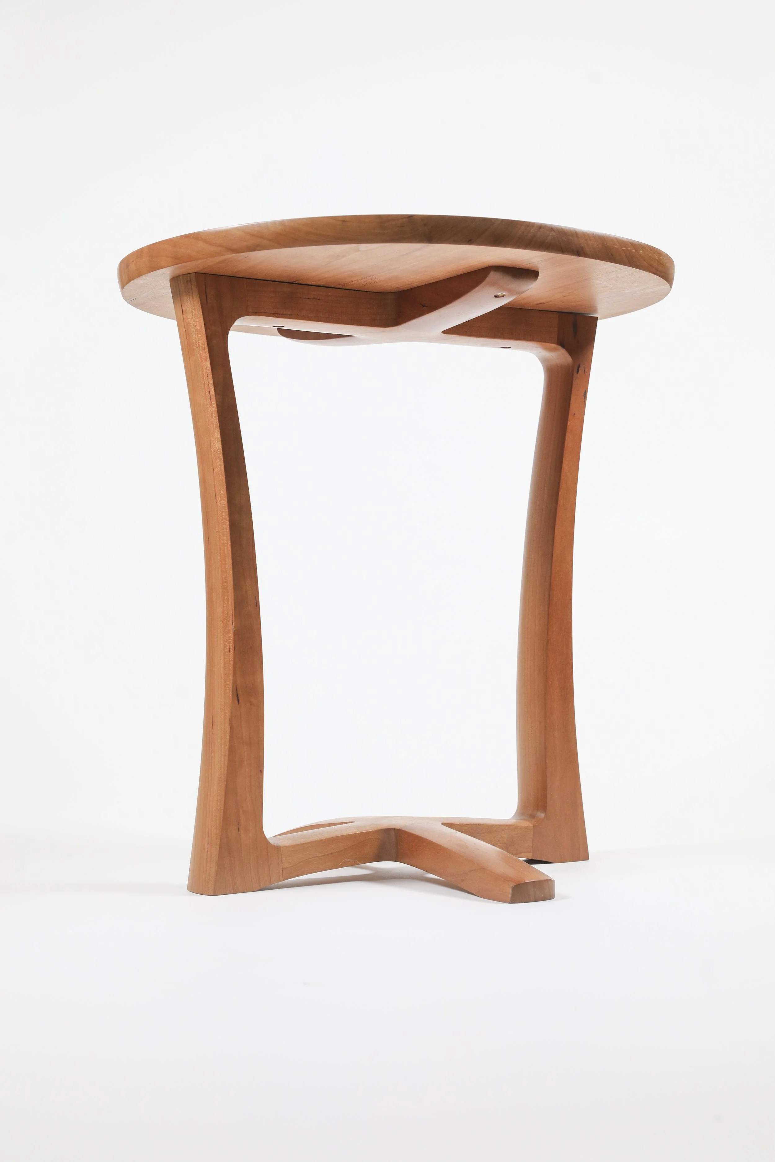 Custom wood furniture side wood table showing unique handcrafted base design in online furniture store