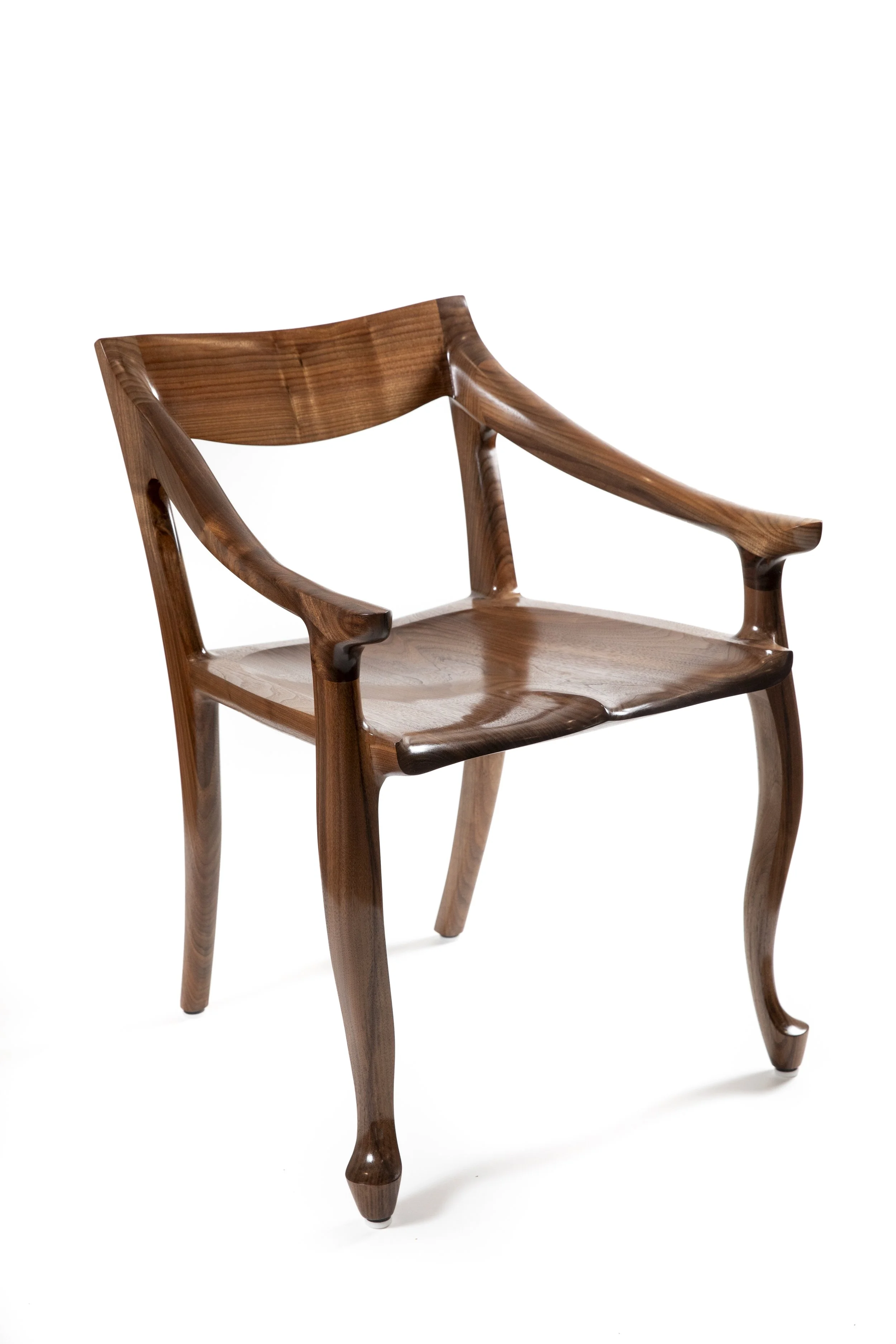 Custom wood furniture Any Occasion wood Chair showing handcrafted curved arms and elegant design in online furniture store