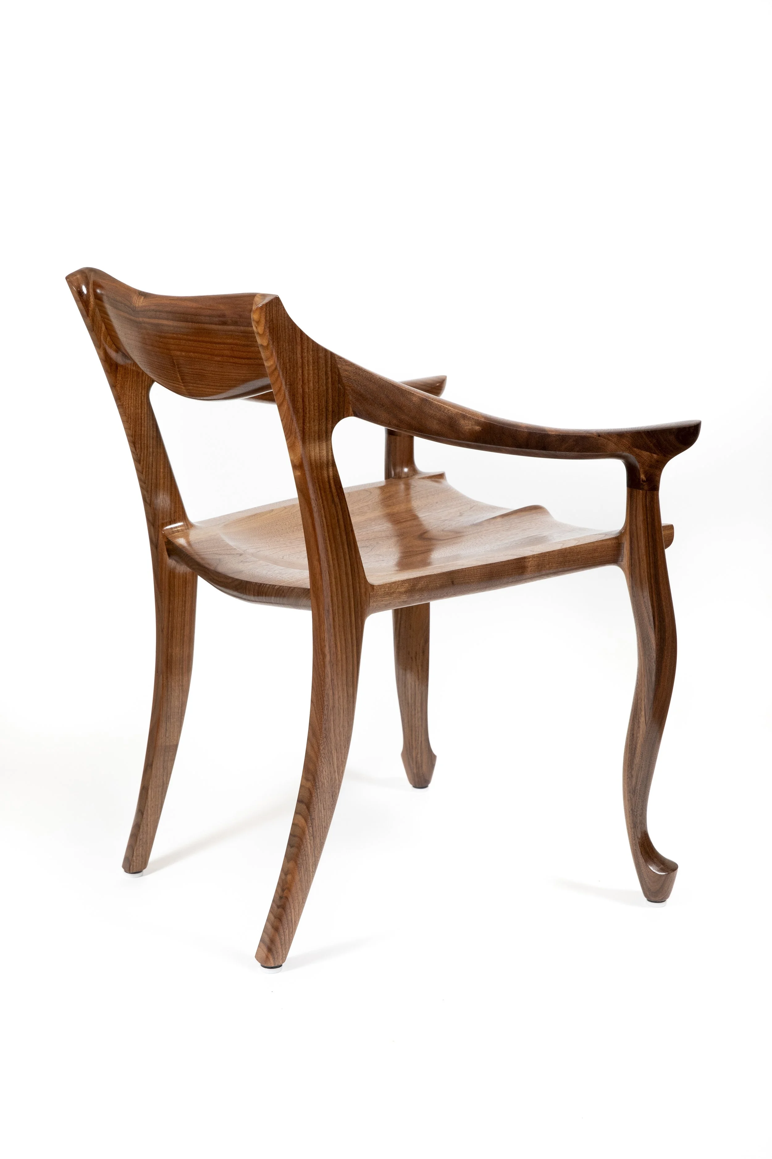 luxury wood furniture side chair by Ethan Hutchinson from his wood work shop