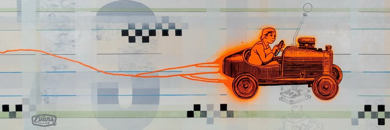 "Lil' Racer 73" - 120 x 40 cm (47 x 15.75 in.), Acrylic on canvas