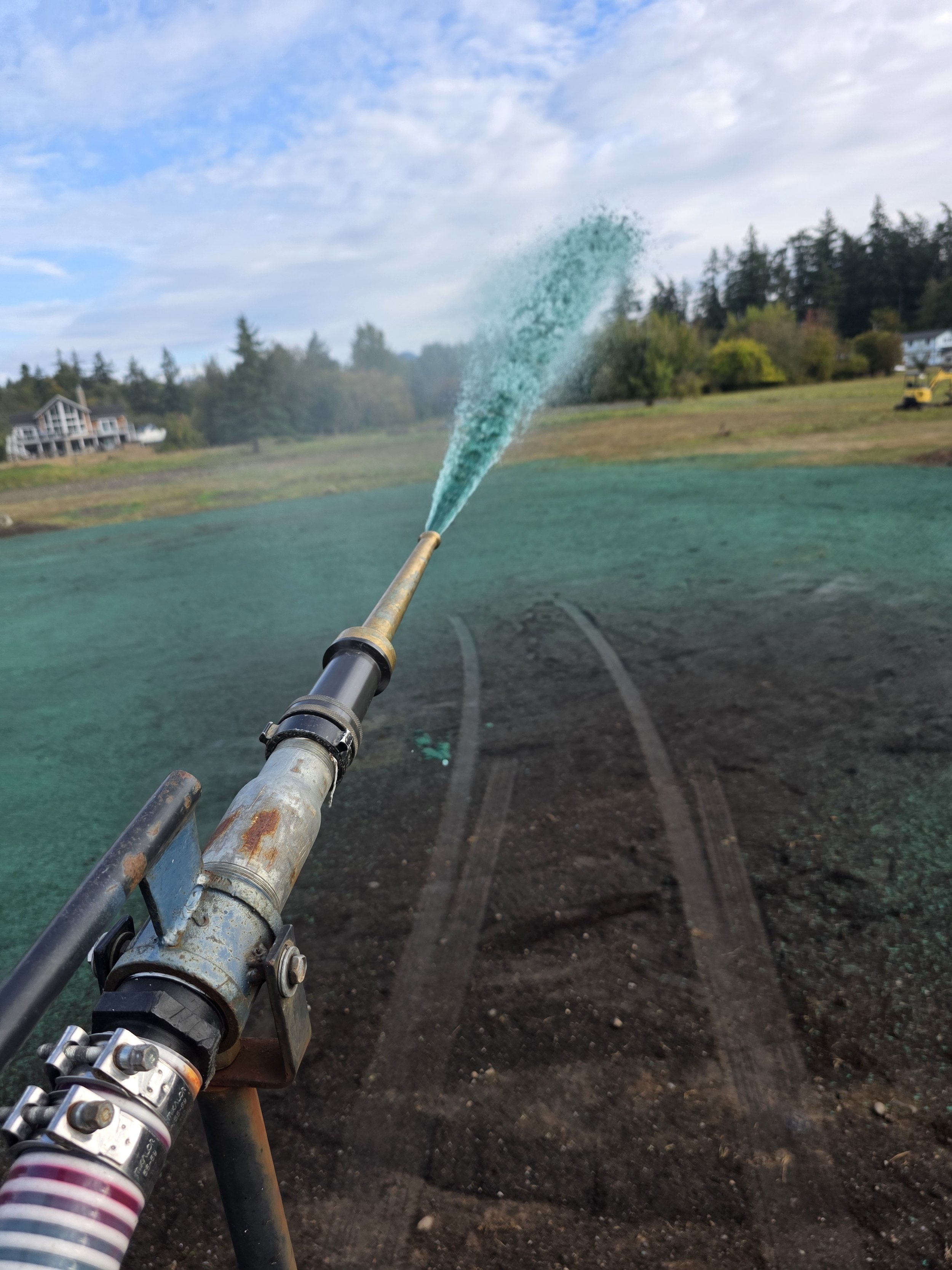 Spraying hydroseed mixture