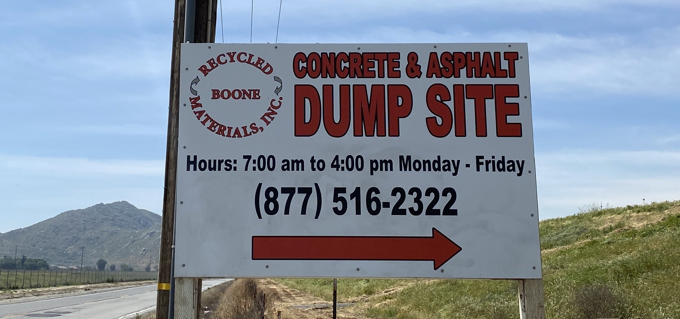 Boone Recycled Materials, Inc. Dump Site sign