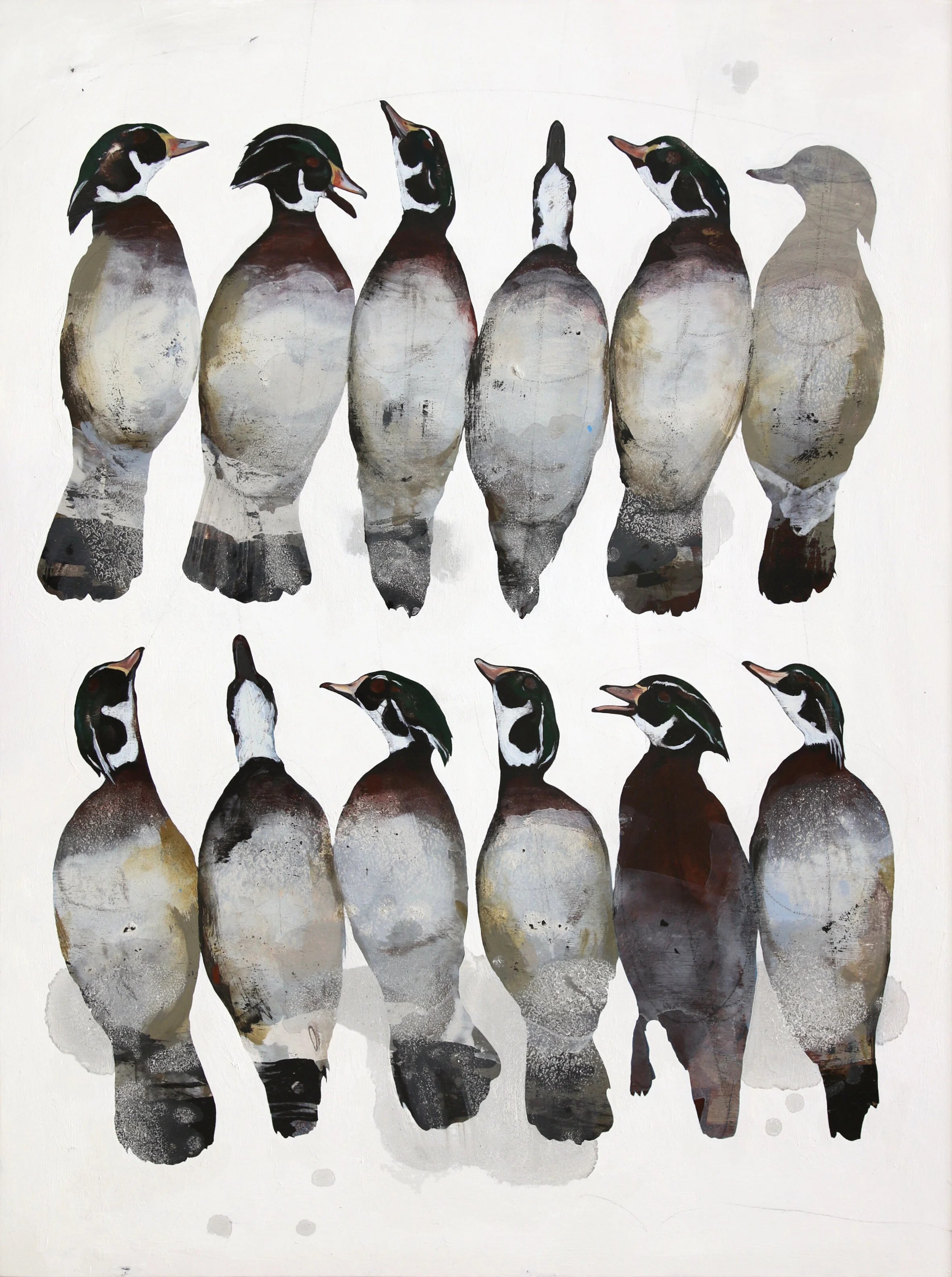 Shae Warnick "Wood Ducks", 30 x 40", acrylic oil and silverpoint, $2,800