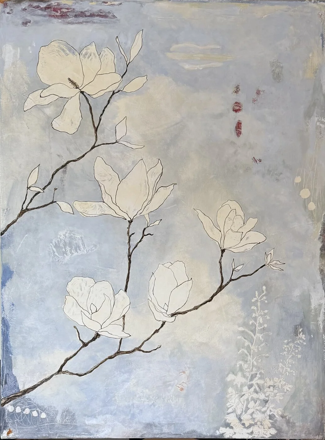 Spring Magnolias, 30x40x1 1/2 Acrylic on Canvas. On display at the Phyllis Lamphere Gallery in the Seattle Convention Center. Available through Fogue Studios and Gallery