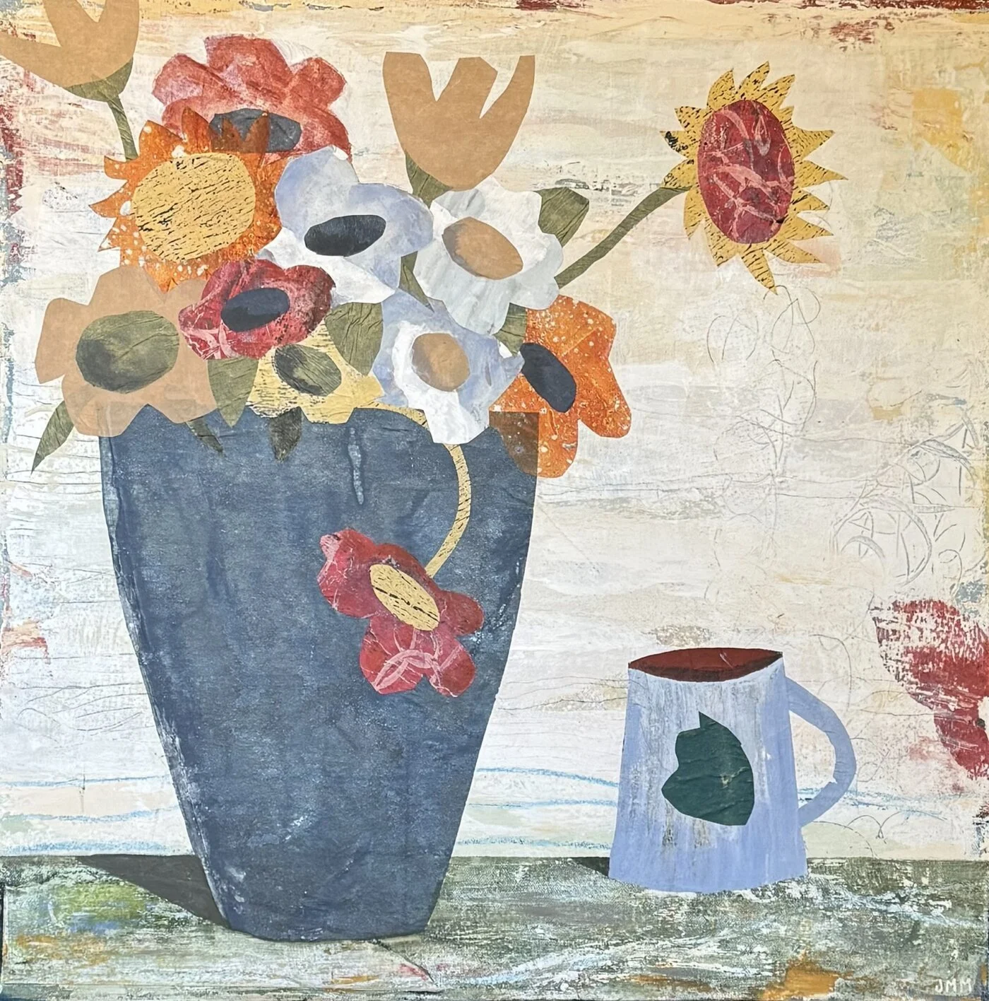 Morning Coffee, 24x24x1 1/2 Acrylic/Mixed Media on Canvas.