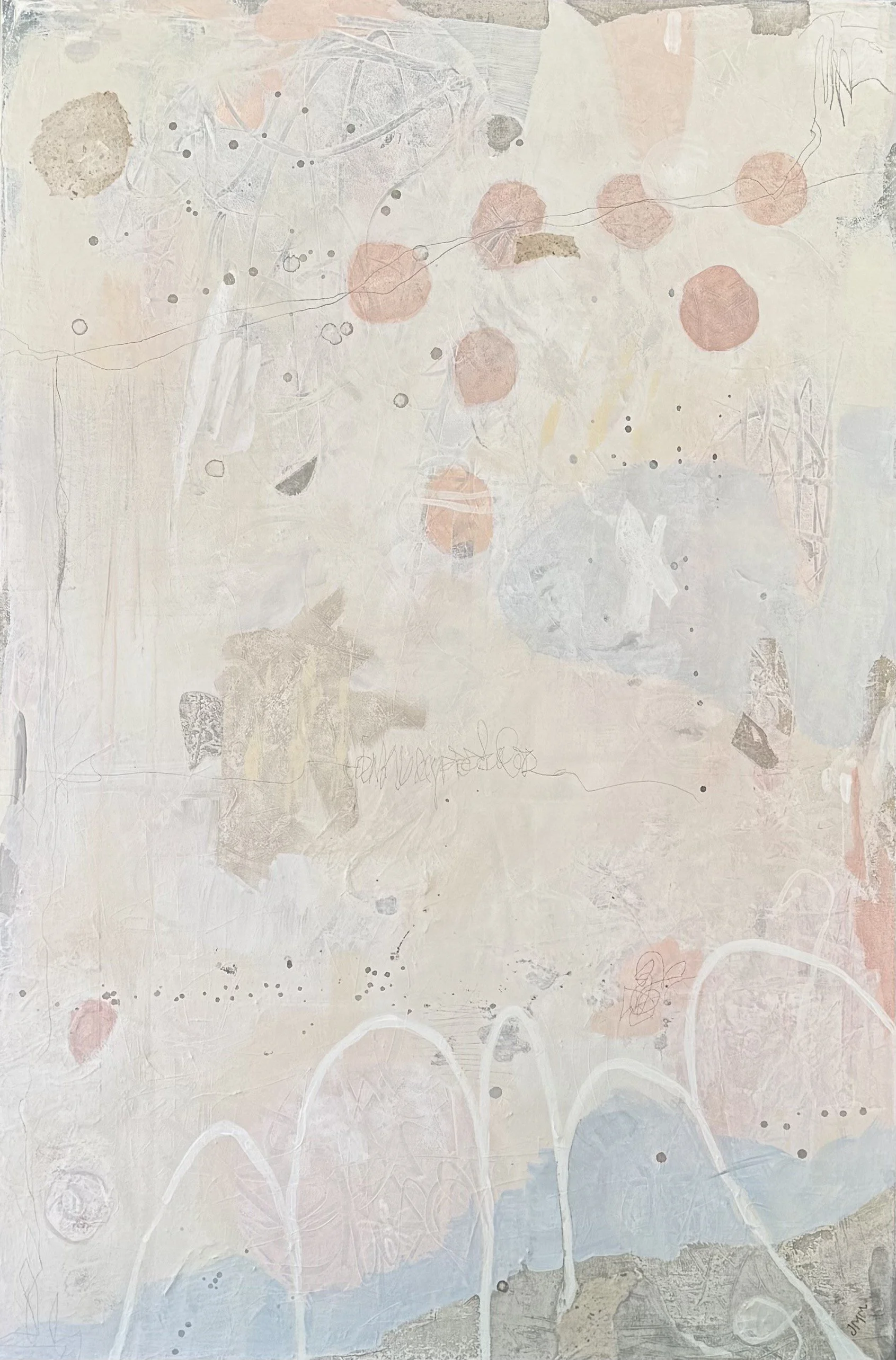 At the Spa, 24x35x1 1/2. Mixed Media on Canvas.