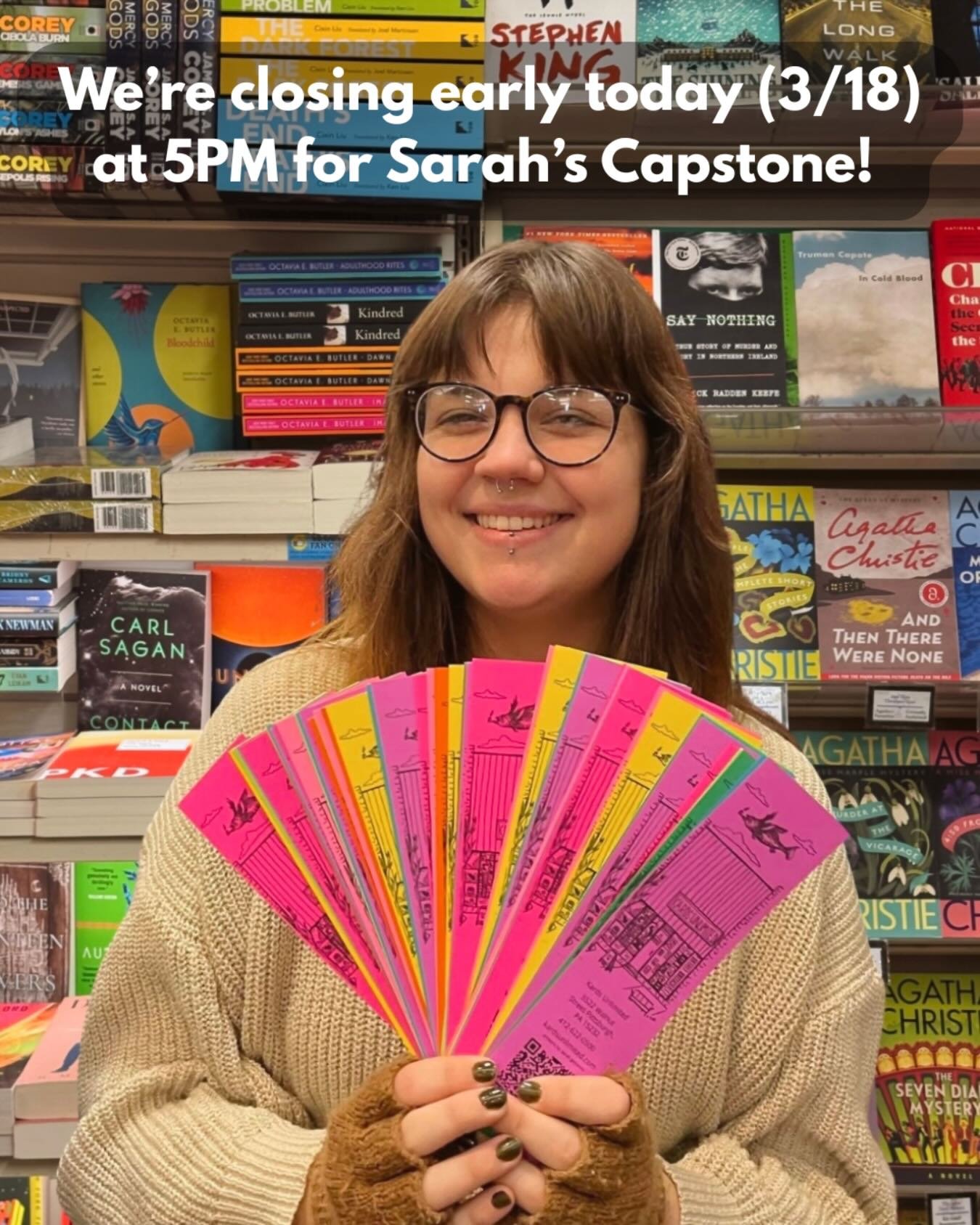 Hey, friends!! 🥹 Something pretty huge is happening today, so we&rsquo;ll be closing a bit early (at 5PM). One of the beautiful things about small businesses, is how close our staff is, and how much we love to support one another. Today, Sarah, a lo