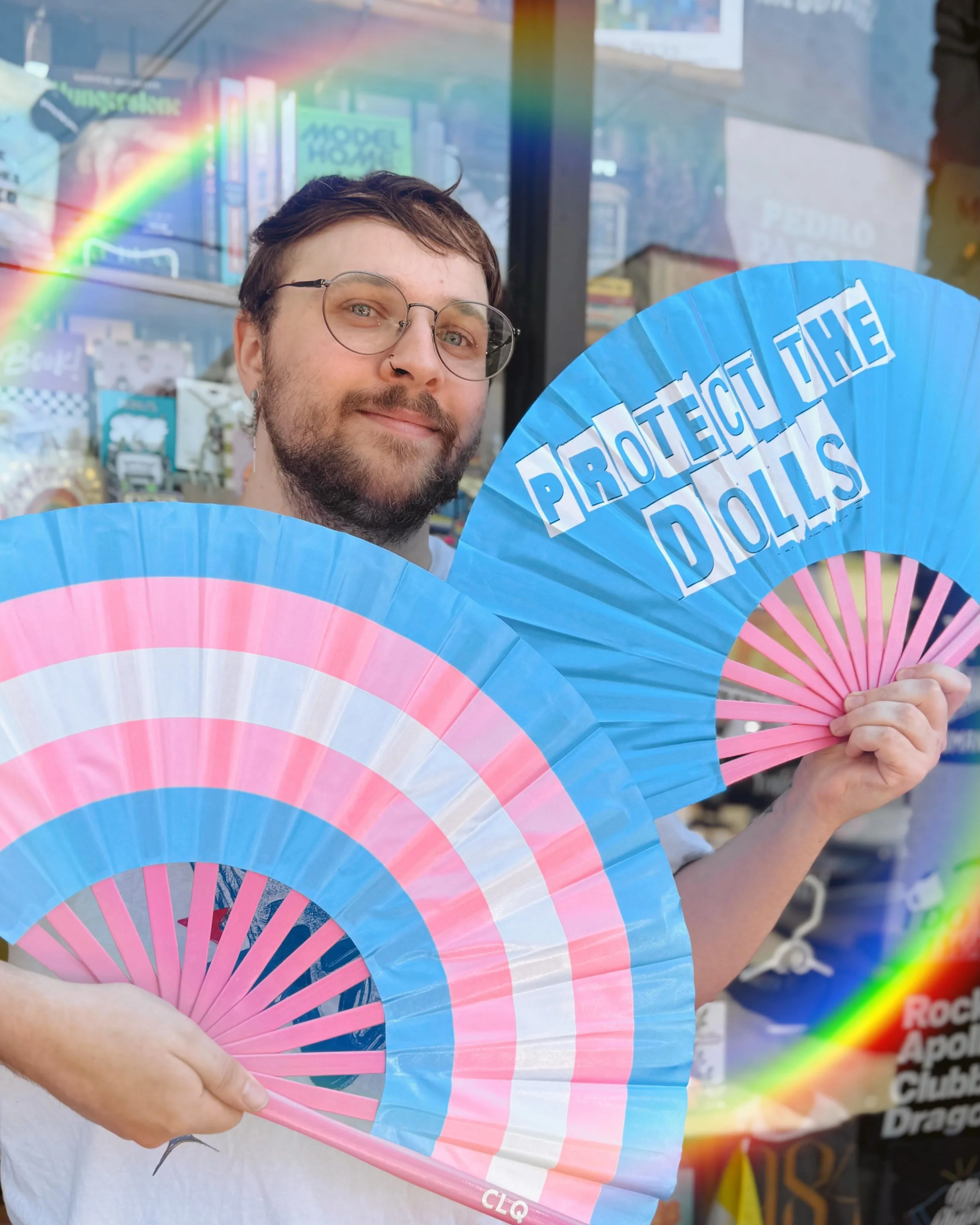 Happy Pride!! 🥳🏳️&zwj;🌈🏳️&zwj;⚧️ if you need some clack fans for Pride events this weekend we&rsquo;ve got ya covered 😘