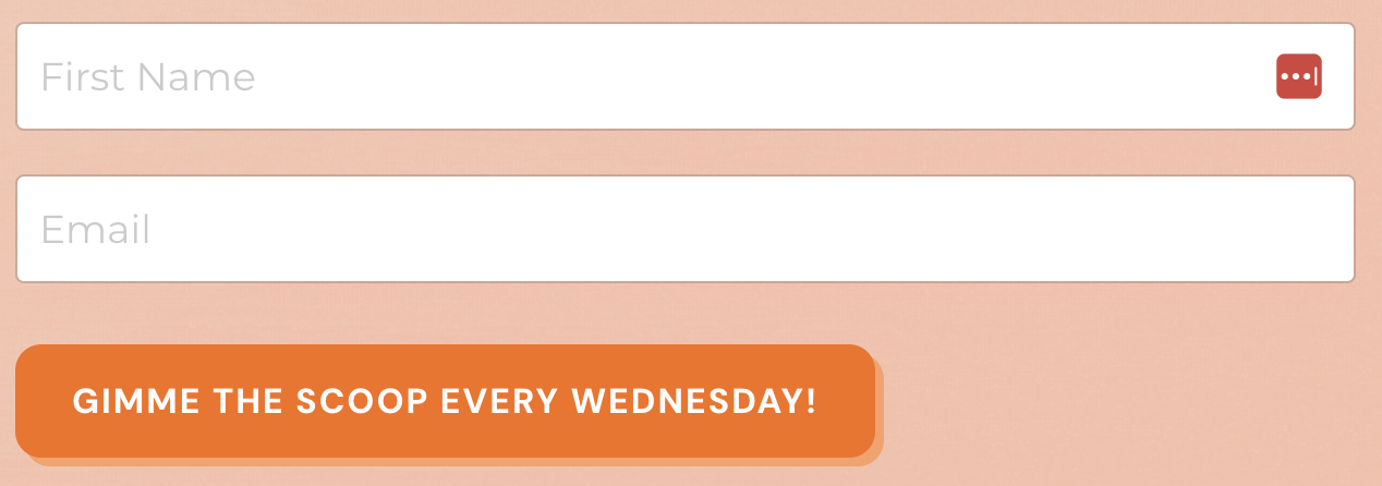 Orange signup button on a peach background failing WCAG color contrast standards.